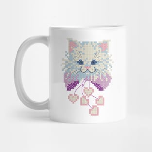 Pastel Cat Cross Stitch Mug